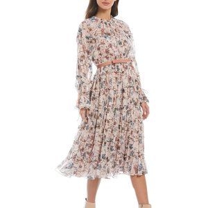 Nicola Bathie x Antonio MelaniClaire Floral Chiffon Crew Neck Dress